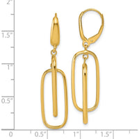 14K Yellow Gold Polished Dangle Rectangles Leverback Earrings by 0
