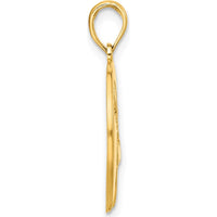 14K Yellow Gold Polished Deer Head Circle Pendant with Textured Back by Oro Pregiato