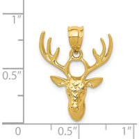 14K Yellow Gold Polished Deer Head Pendant - 23mm Length by Oro Pregiato