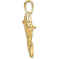 14K Yellow Gold Polished Deer Head Pendant Charm with Detailed Antlers - Solid Design by Oro Pregiato