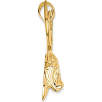 14K Yellow Gold Polished Deer Head Pendant - Nature-Inspired Charm with Bold Antler Design by Oro Pregiato
