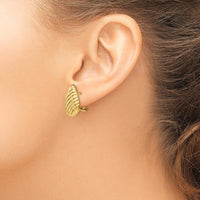 14K Yellow Gold Polished Diagonal Teardrop Omega Back Post Earrings - Elegant Women's Jewelry by Oro Pregiato