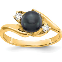 14K Yellow Gold Polished Diamond & Black Pearl Ring Mounting - 9mm x 11.5mm Top by Monteluci Fine Jewelry