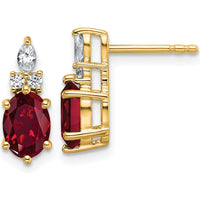14K Yellow Gold Polished Diamond and Lab-Created Ruby Twisted Post Earrings - 1.24 Carat Total Gemstone Weight by Oro Pregiato