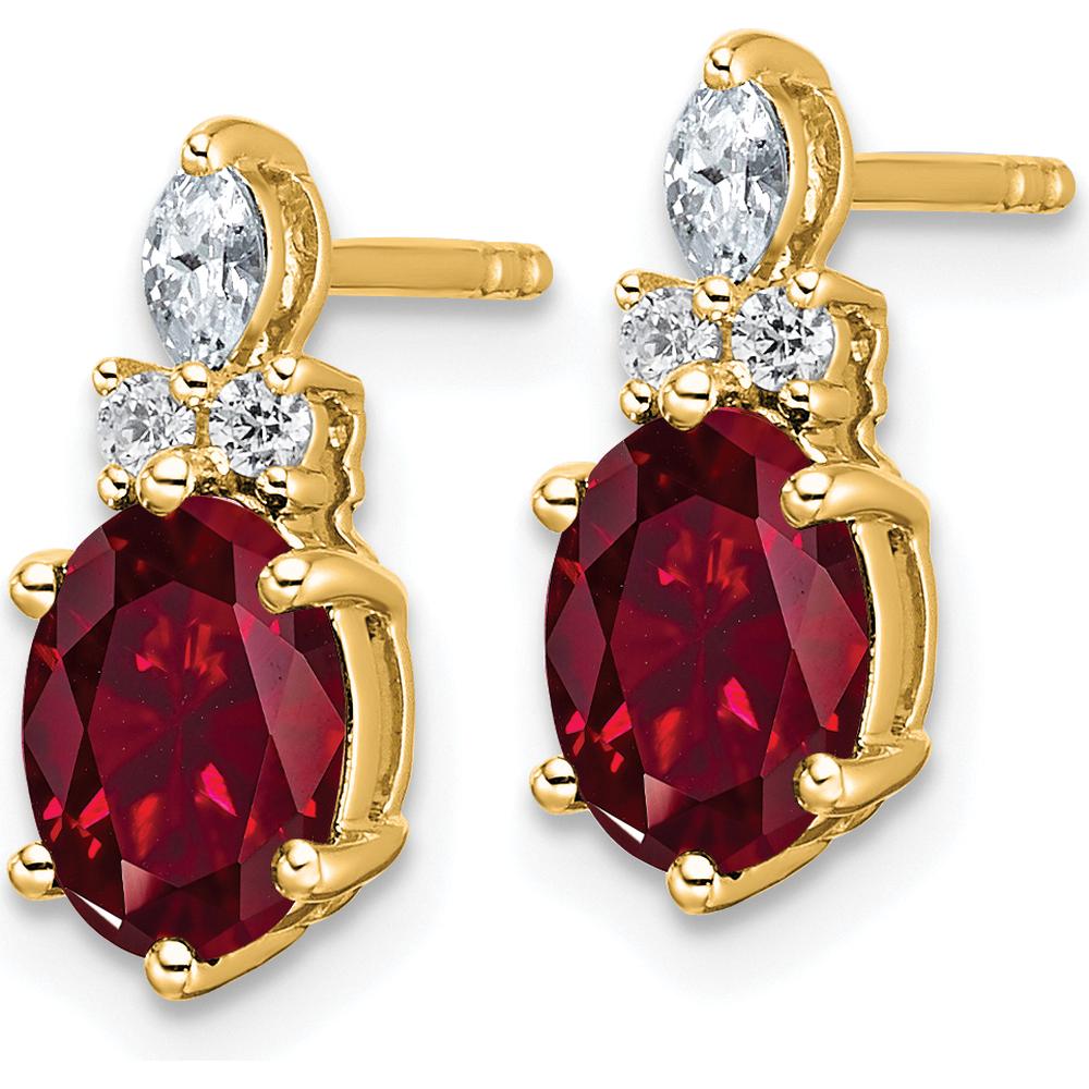 14K Yellow Gold Polished Diamond and Lab-Created Ruby Twisted Post Earrings - 1.24 Carat Total Gemstone Weight by Oro Pregiato