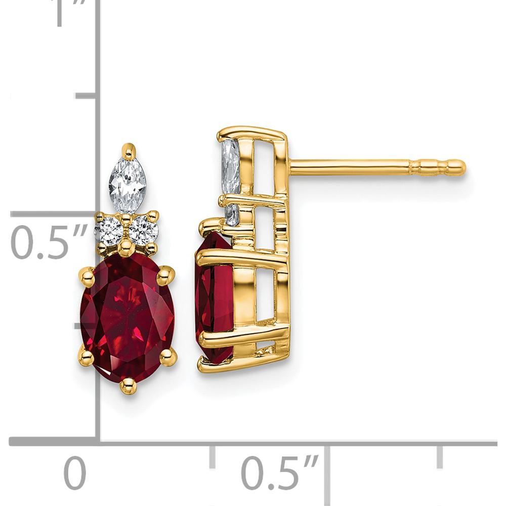 14K Yellow Gold Polished Diamond and Lab-Created Ruby Twisted Post Earrings - 1.24 Carat Total Gemstone Weight by Oro Pregiato
