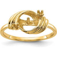 14K Yellow Gold Polished Diamond & Pearl Ring Mounting - Customizable with 7mm Center Stone and 1.4mm Side Stones by Oro Pregiato