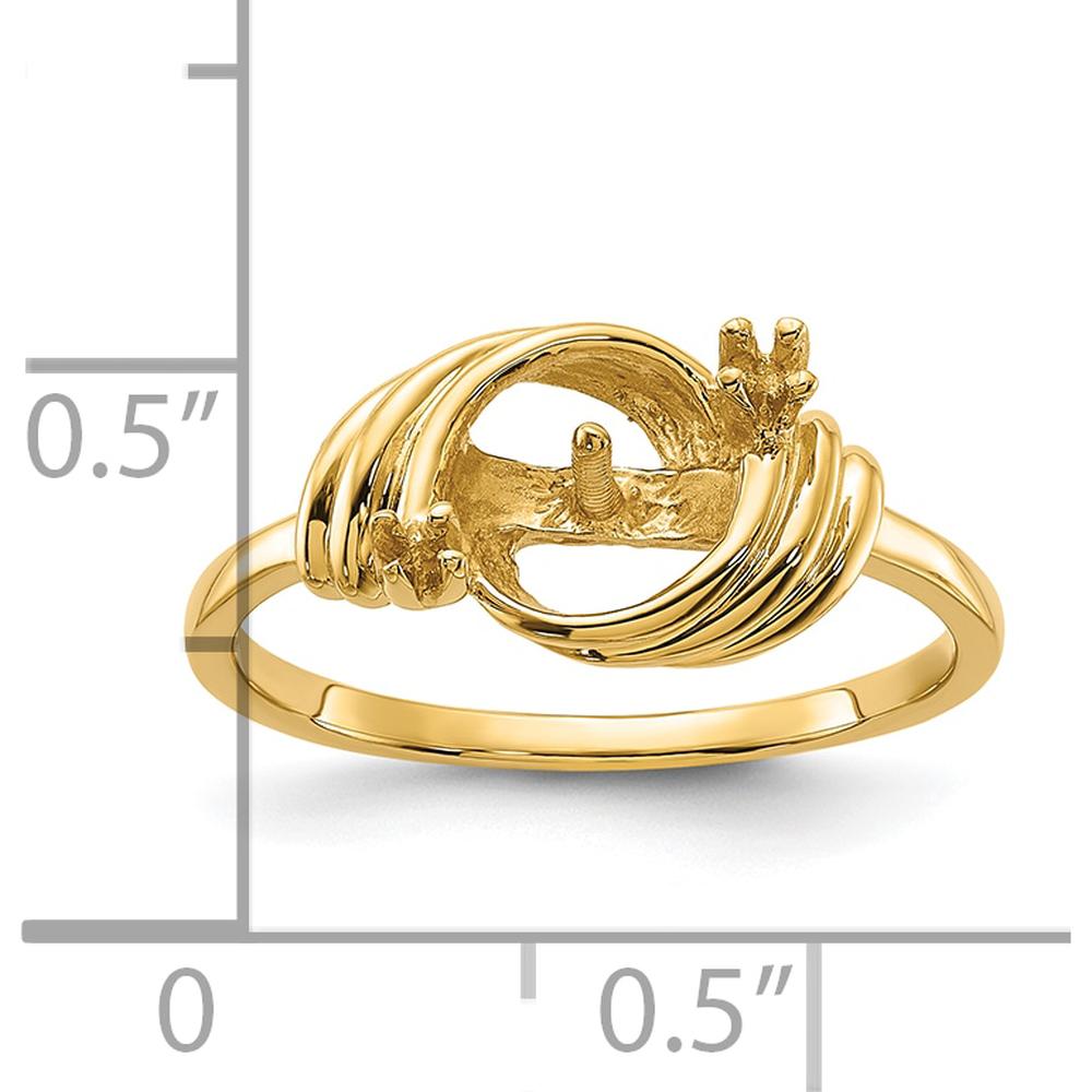 14K Yellow Gold Polished Diamond & Pearl Ring Mounting - Customizable with 7mm Center Stone and 1.4mm Side Stones by Oro Pregiato