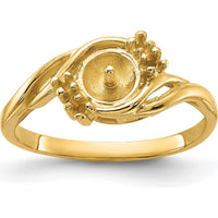 14K Yellow Gold Polished Diamond & Pearl Ring Mounting - Ideal for Custom Jewelry Creation by Monteluci Fine Jewelry