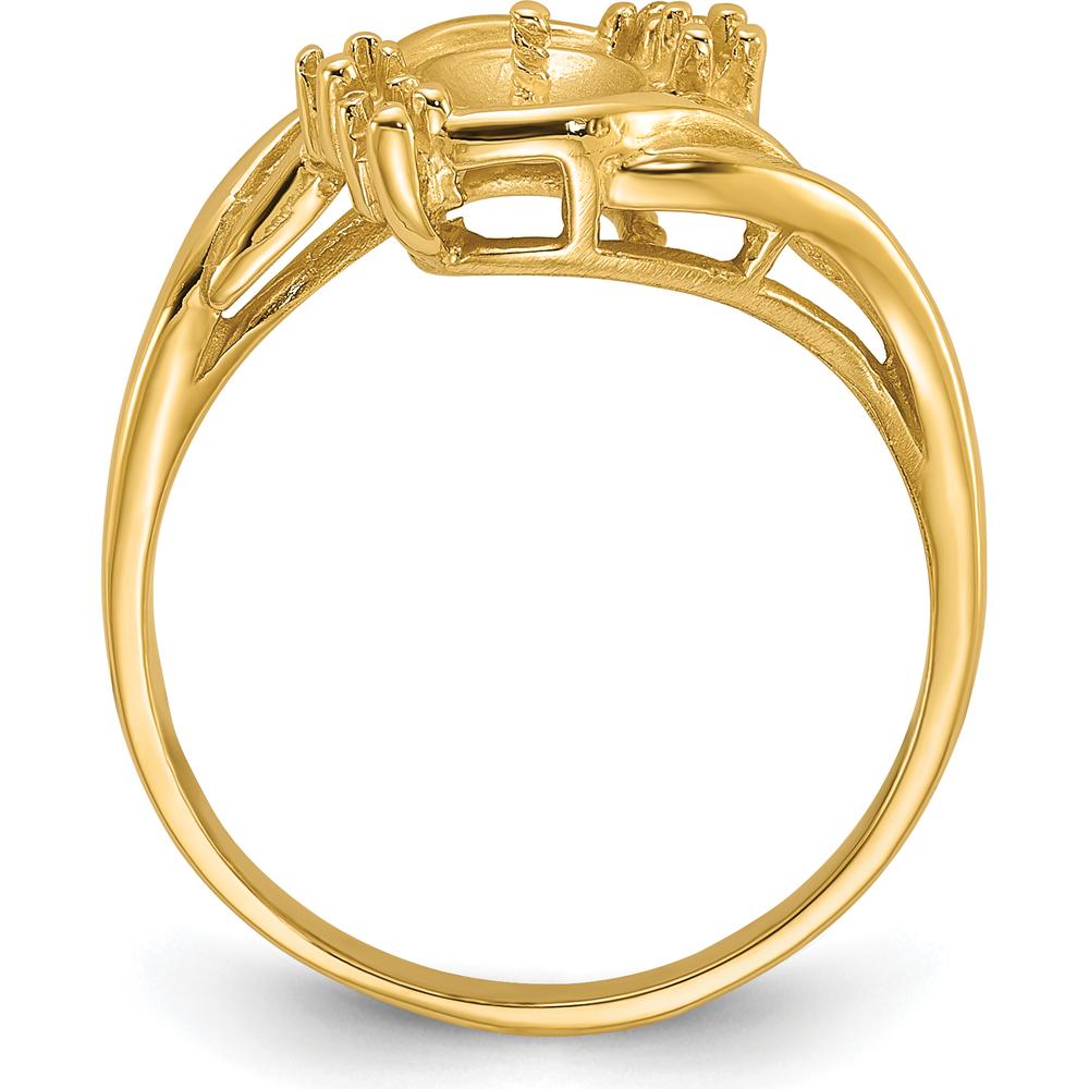 14K Yellow Gold Polished Diamond & Pearl Ring Mounting - Ideal for Custom Jewelry Creation by Monteluci Fine Jewelry