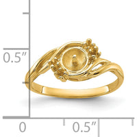 14K Yellow Gold Polished Diamond & Pearl Ring Mounting - Ideal for Custom Jewelry Creation by Monteluci Fine Jewelry
