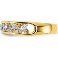 14K Yellow Gold Polished Diamond Band with 16 Round Diamonds - 0.041 Carat Total Diamond Weight by 0