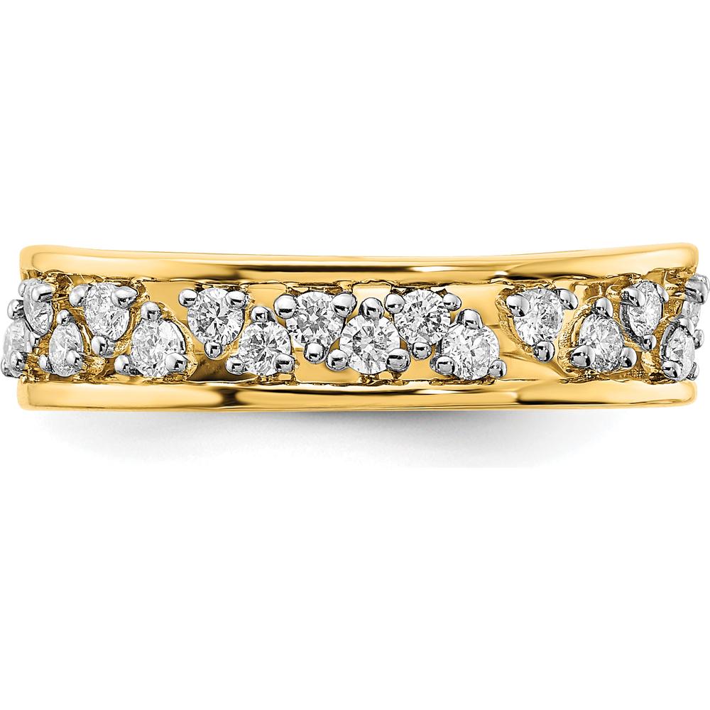 14K Yellow Gold Polished Diamond Band with 16 Round Diamonds - 0.041 Carat Total Diamond Weight by 0