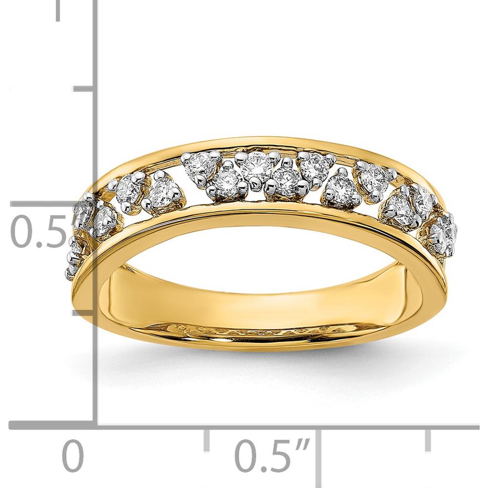 14K Yellow Gold Polished Diamond Band with 16 Round Diamonds - 0.041 Carat Total Diamond Weight by 0