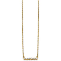14K Yellow Gold Polished Diamond Bar Necklace with 1/10 Carat Total Weight Round Diamonds by Oro Pregiato