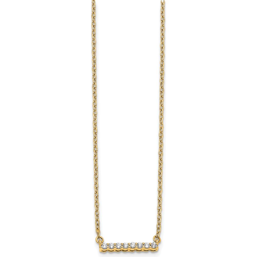 14K Yellow Gold Polished Diamond Bar Necklace with 1/10 Carat Total Weight Round Diamonds by Oro Pregiato