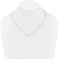 14K Yellow Gold Polished Diamond Bar Necklace with 1/10 Carat Total Weight Round Diamonds by Oro Pregiato