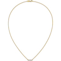 14K Yellow Gold Polished Diamond Bar Necklace with 1/10 Carat Total Weight Round Diamonds by Oro Pregiato