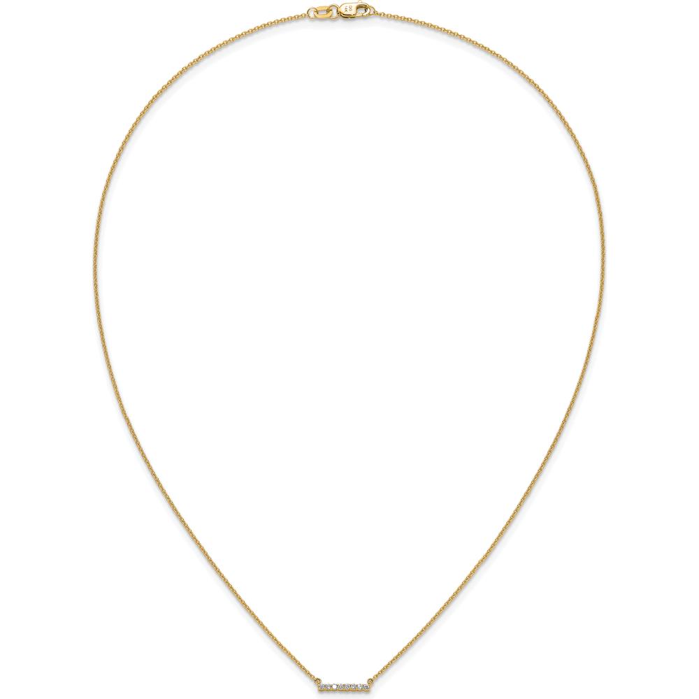 14K Yellow Gold Polished Diamond Bar Necklace with 1/10 Carat Total Weight Round Diamonds by Oro Pregiato