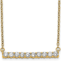 14K Yellow Gold Polished Diamond Bar Necklace with Round Diamonds - 0.5 Carat Total Diamond Weight by Oro Pregiato