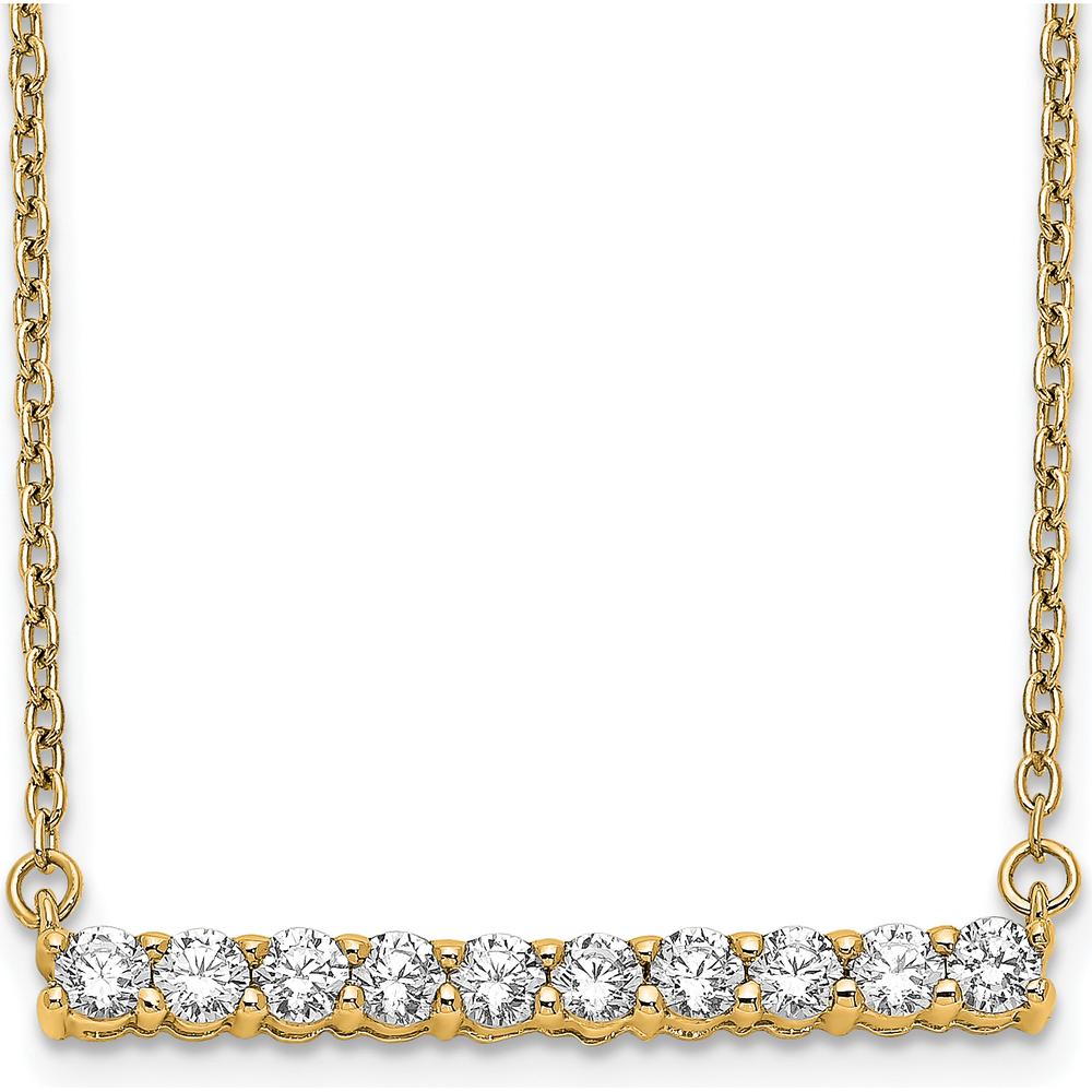 14K Yellow Gold Polished Diamond Bar Necklace with Round Diamonds - 0.5 Carat Total Diamond Weight by Oro Pregiato