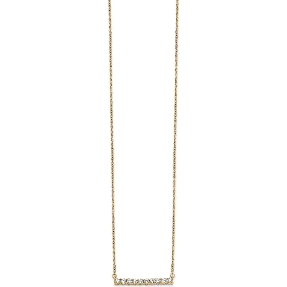 14K Yellow Gold Polished Diamond Bar Necklace with Round Diamonds - 0.5 Carat Total Diamond Weight by Oro Pregiato