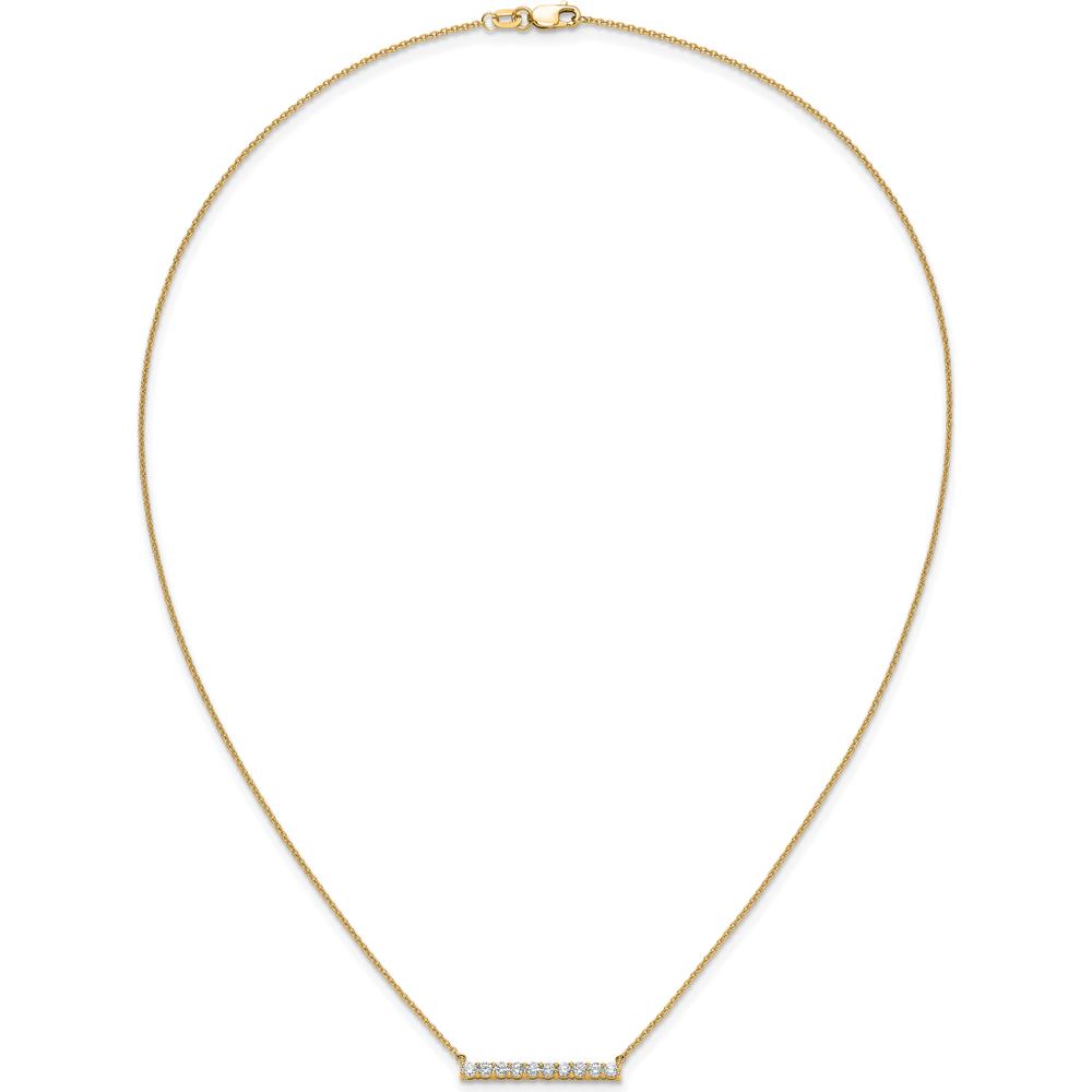 14K Yellow Gold Polished Diamond Bar Necklace with Round Diamonds - 0.5 Carat Total Diamond Weight by Oro Pregiato