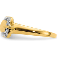 14K Yellow Gold Polished Diamond Buckle Ring with Rhodium Plating - 0.0065 Carat Total Diamond Weight by 0