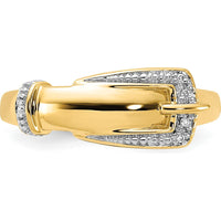 14K Yellow Gold Polished Diamond Buckle Ring with Rhodium Plating - 0.0065 Carat Total Diamond Weight by 0
