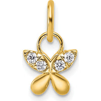14K Yellow Gold Polished Diamond Butterfly Charm with 0.09 Carat Round Diamonds by Oro Pregiato