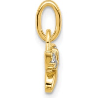 14K Yellow Gold Polished Diamond Butterfly Charm with 0.09 Carat Round Diamonds by Oro Pregiato