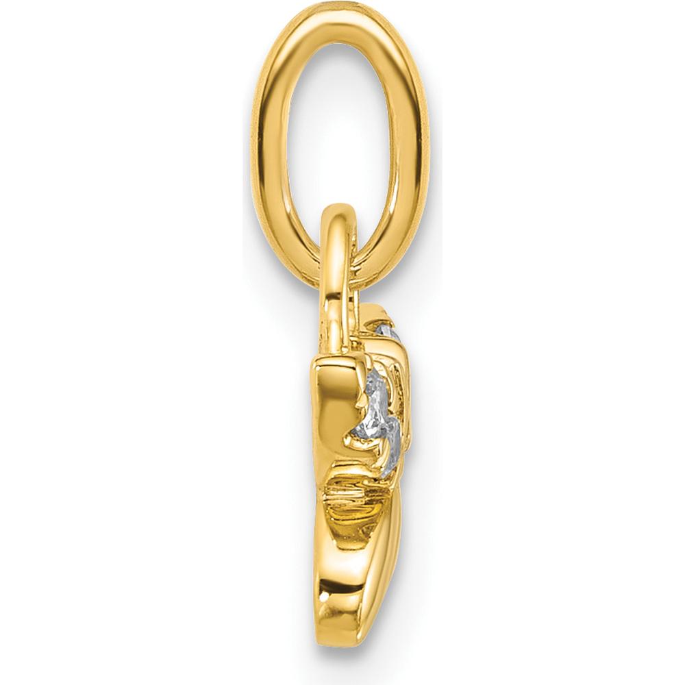 14K Yellow Gold Polished Diamond Butterfly Charm with 0.09 Carat Round Diamonds by Oro Pregiato