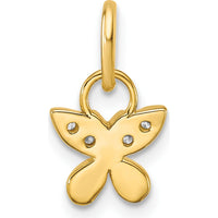 14K Yellow Gold Polished Diamond Butterfly Charm with 0.09 Carat Round Diamonds by Oro Pregiato