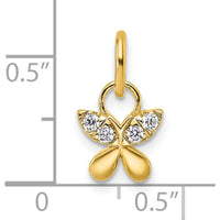 14K Yellow Gold Polished Diamond Butterfly Charm with 0.09 Carat Round Diamonds by Oro Pregiato