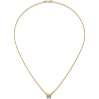 14K Yellow Gold Polished Diamond Butterfly Necklace - 1/10 Carat Total Diamond Weight by Oro Pregiato