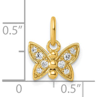14K Yellow Gold Polished Diamond Butterfly Pendant with 8 Round Diamonds - 0.09 Carat Total Diamond Weight by Oro Pregiato