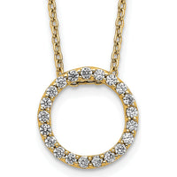 14K Yellow Gold Polished Diamond Circle Pendant Necklace with 1/4 Carat Total Diamond Weight by Oro Pregiato