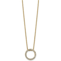 14K Yellow Gold Polished Diamond Circle Pendant Necklace with 1/4 Carat Total Diamond Weight by Oro Pregiato