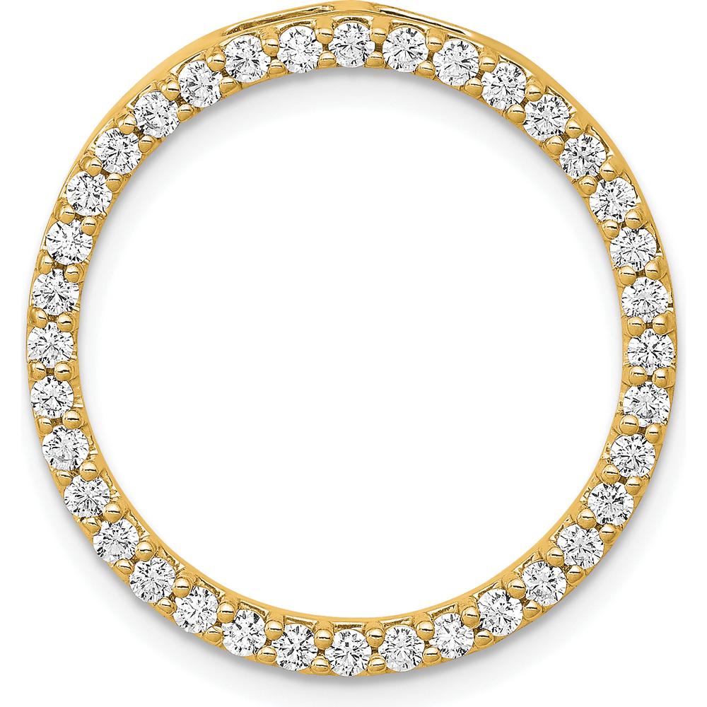 14K Yellow Gold Polished Diamond Circle Slide Pendant with 36 Round Diamonds - 0.72 Carat Total Diamond Weight by Oro Pregiato