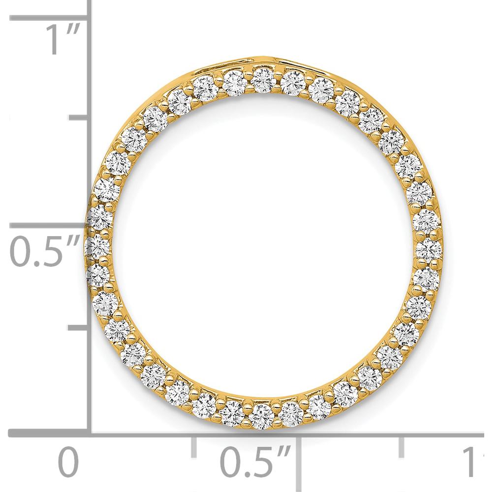 14K Yellow Gold Polished Diamond Circle Slide Pendant with 36 Round Diamonds - 0.72 Carat Total Diamond Weight by Oro Pregiato