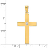 14K Yellow Gold Polished Diamond Cross Pendant - 0.02 Carat Diamond by Oro Pregiato