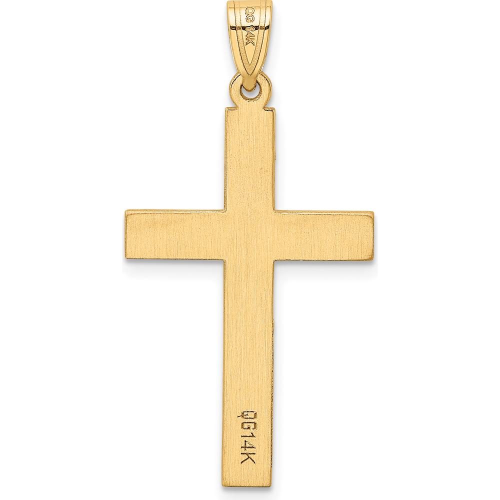 14K Yellow Gold Polished Diamond Cross Pendant - 0.02 Carat Diamond by Oro Pregiato