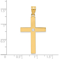 14K Yellow Gold Polished Diamond Cross Pendant with Round Diamond - 0.02 Carat Total Diamond Weight by Oro Pregiato