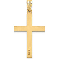 14K Yellow Gold Polished Diamond Cross Pendant with Round Diamond - 0.02 Carat Total Diamond Weight by Oro Pregiato