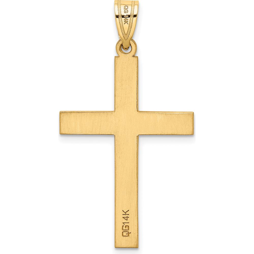 14K Yellow Gold Polished Diamond Cross Pendant with Round Diamond - 0.02 Carat Total Diamond Weight by Oro Pregiato