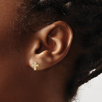 14K Yellow Gold Polished Diamond Cross Post Earrings - 0.006 Carat Total Diamond Weight by Monteluci Fine Jewelry