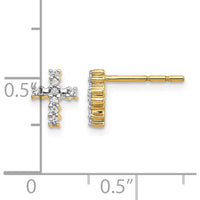 14K Yellow Gold Polished Diamond Cross Post Earrings - 0.006 Carat Total Diamond Weight by Monteluci Fine Jewelry