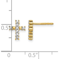 14K Yellow Gold Polished Diamond Cross Post Earrings - 0.024 Carat Total Diamond Weight by Monteluci Fine Jewelry