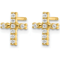 14K Yellow Gold Polished Diamond Cross Post Stud Earrings - 0.064 Carat Total Diamond Weight by Oro Pregiato