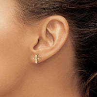 14K Yellow Gold Polished Diamond Cross Post Stud Earrings - 0.064 Carat Total Diamond Weight by Oro Pregiato